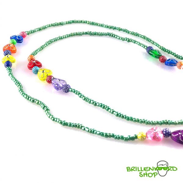 1107 zonnebril koord - zonnebri touwtjes - ibiza - bohemian - glaskralen - groen