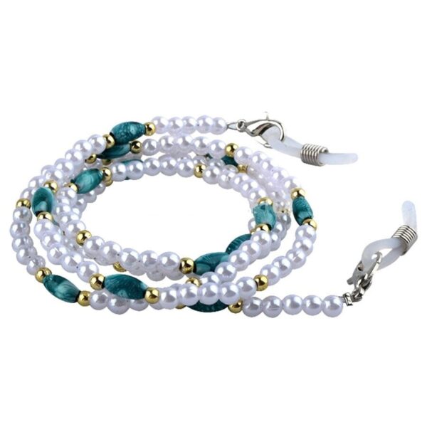 1042-Brillenkoord-Bohemian-Chique-–-Parel-Look-–-Wit-Groen 1