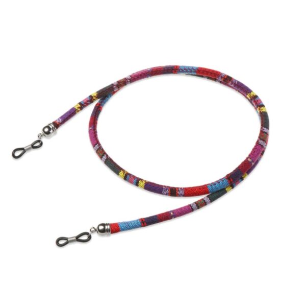 1278 - bohemian brillenkoord - Eyezoo - Softwear - Rond -paars rood blauw
