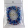 1318 brillenketting kralen blauw met rood accent verpakt