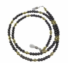 1319 brillenketting kraaltjes - mat grijs met goud