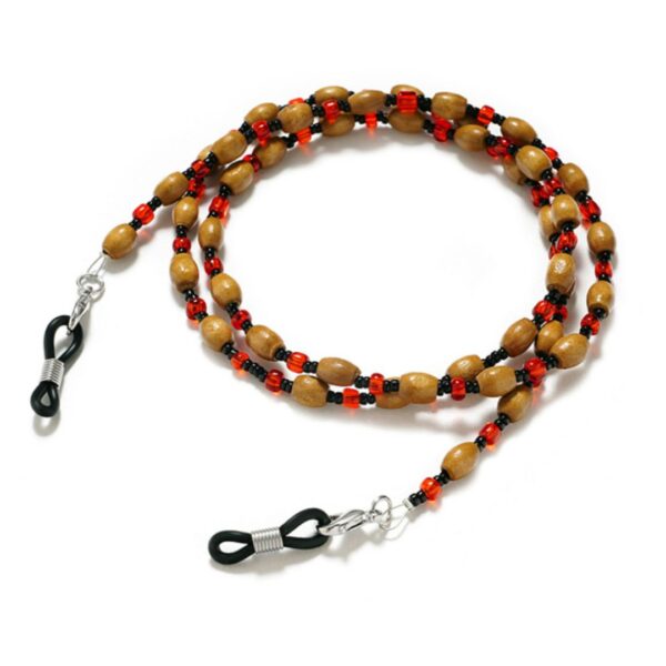 1320 brillenkoord tribal red - houten kralen