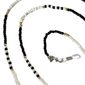 21310 brillenketting kraal - zwart - wit - goud 2