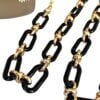 21285 xl brilketting grote schakel - acetaat - zwart met goud met bril