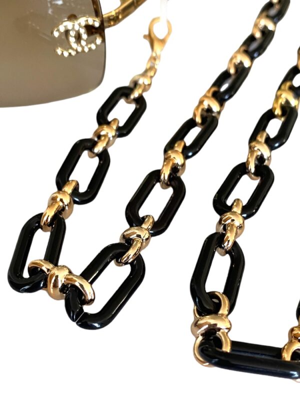 21285 xl brilketting grote schakel - acetaat - zwart met goud met bril