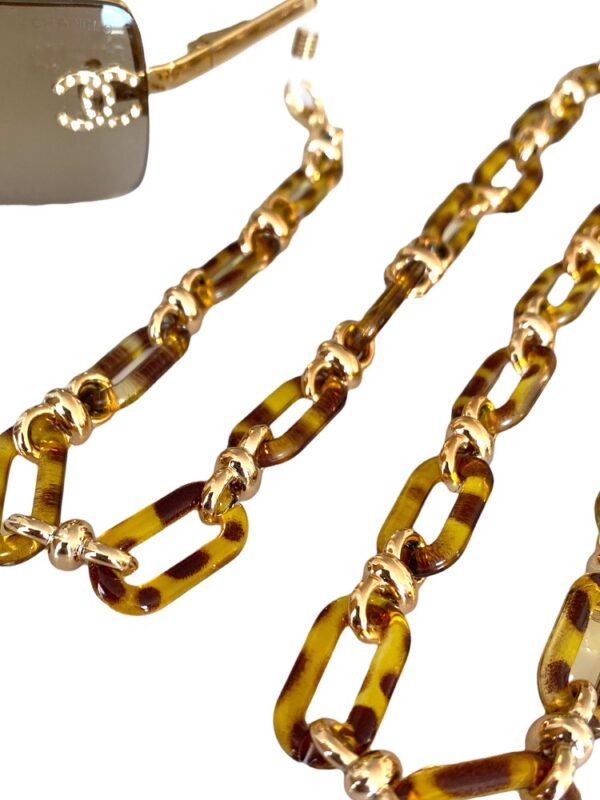 21286 Xl brilketting grote schakel - acetaat - turtle met goud met bril
