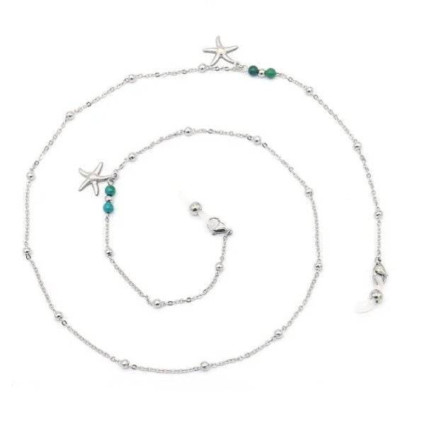 21340-Brillenkettin - zilverkleur - zeester - zee - strand