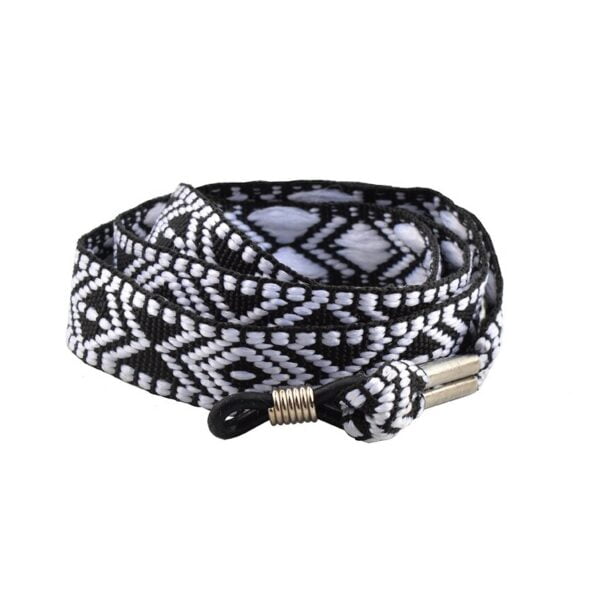 11363 brillenkoord inca print - zwart - wit