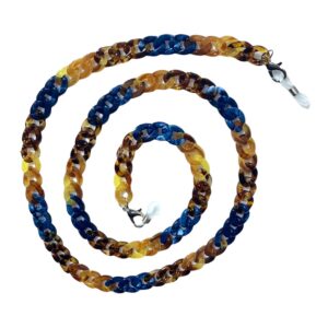 21288 brillenketting grote schakel - XL chain - blauw met turtoois