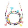 21357 brillenkoord - kralen - zwart - wit - met kwastjes - multicolor
