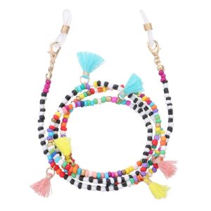 Home 18 21357 brillenkoord - kralen - zwart - wit - met kwastjes - multicolor