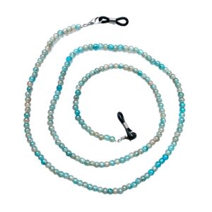 21361 brillenkoord kralen glas - blauw - turkoois - bohemian - voorkant