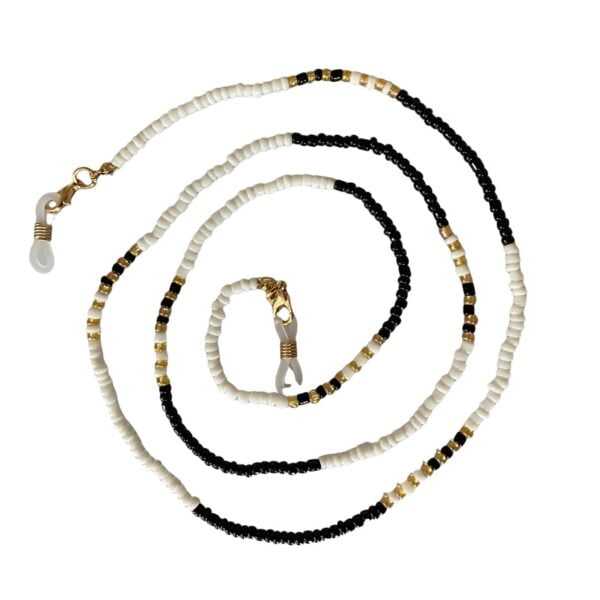 21366 brilketting kralen goud wit zwart