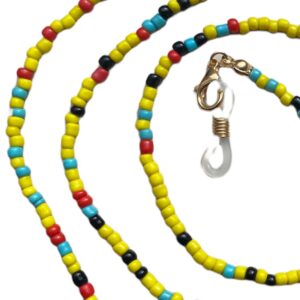 21372 brillenkoord kralen - Geel - Yellow Wasp - closeup