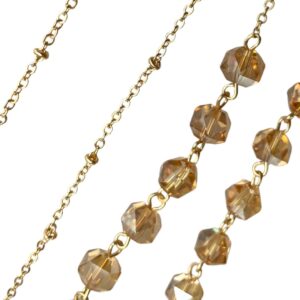 41159 brillenketting - brilketting goud en kristallen - rookkwarts - closeup